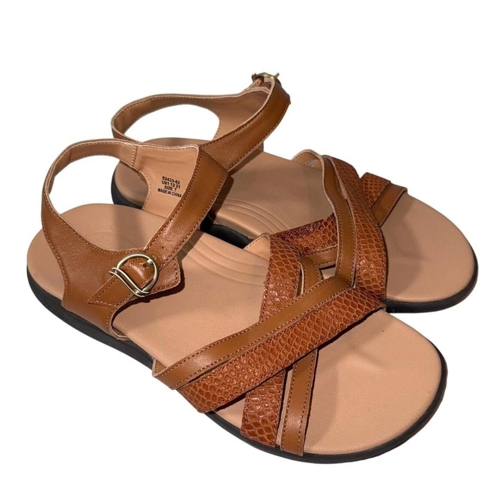 Strole Women's Brown Leather Strappy Sandals